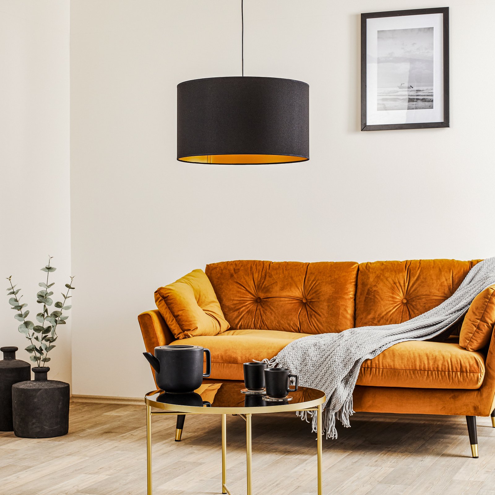 Roller Pendelleuchte Ø45 Gold/Schwarz  - Euluna