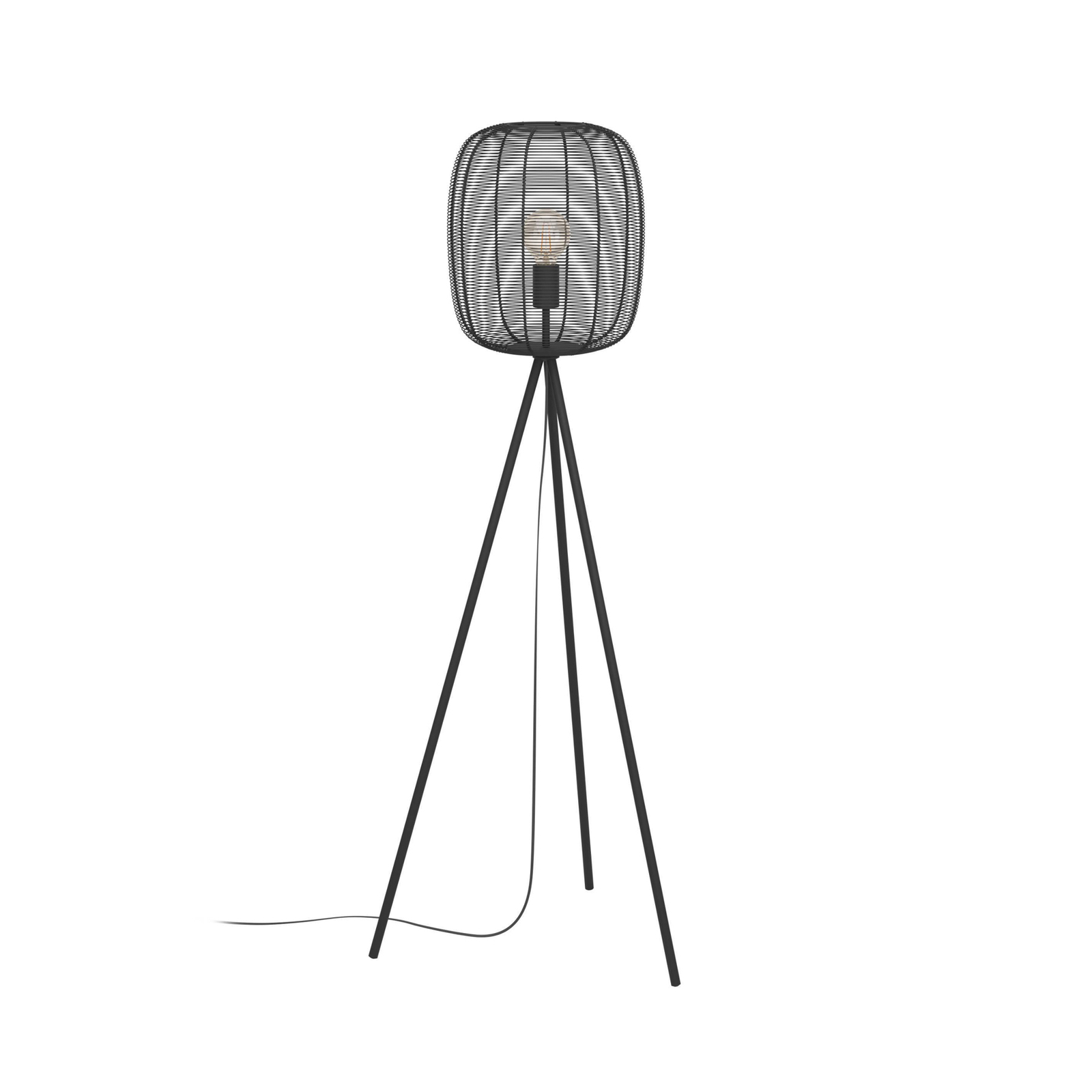 Podna lampa Rinroe, visina 140,5 cm, crna, čelik