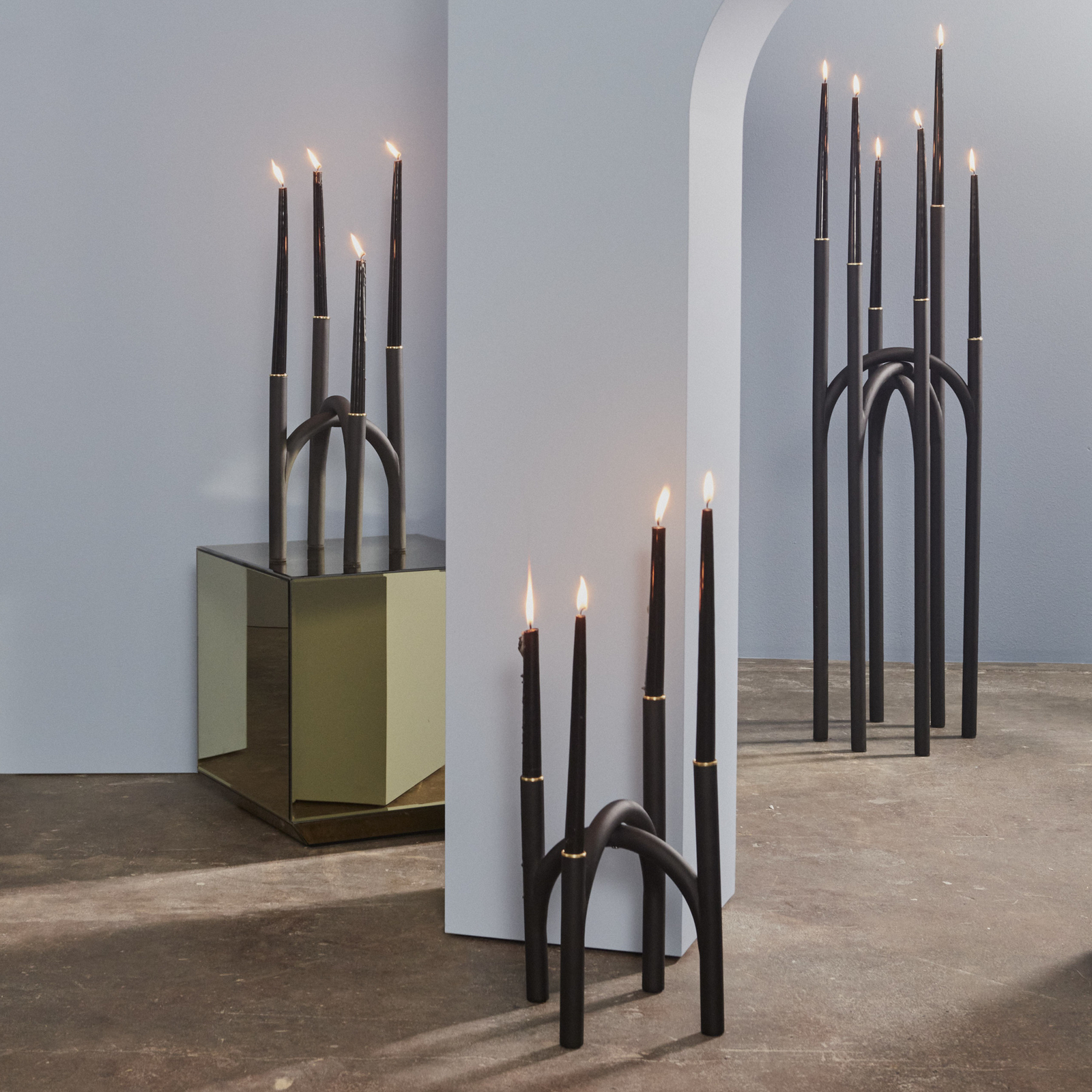 Angui Porte-bougies H92 Noir/Or - AYTM