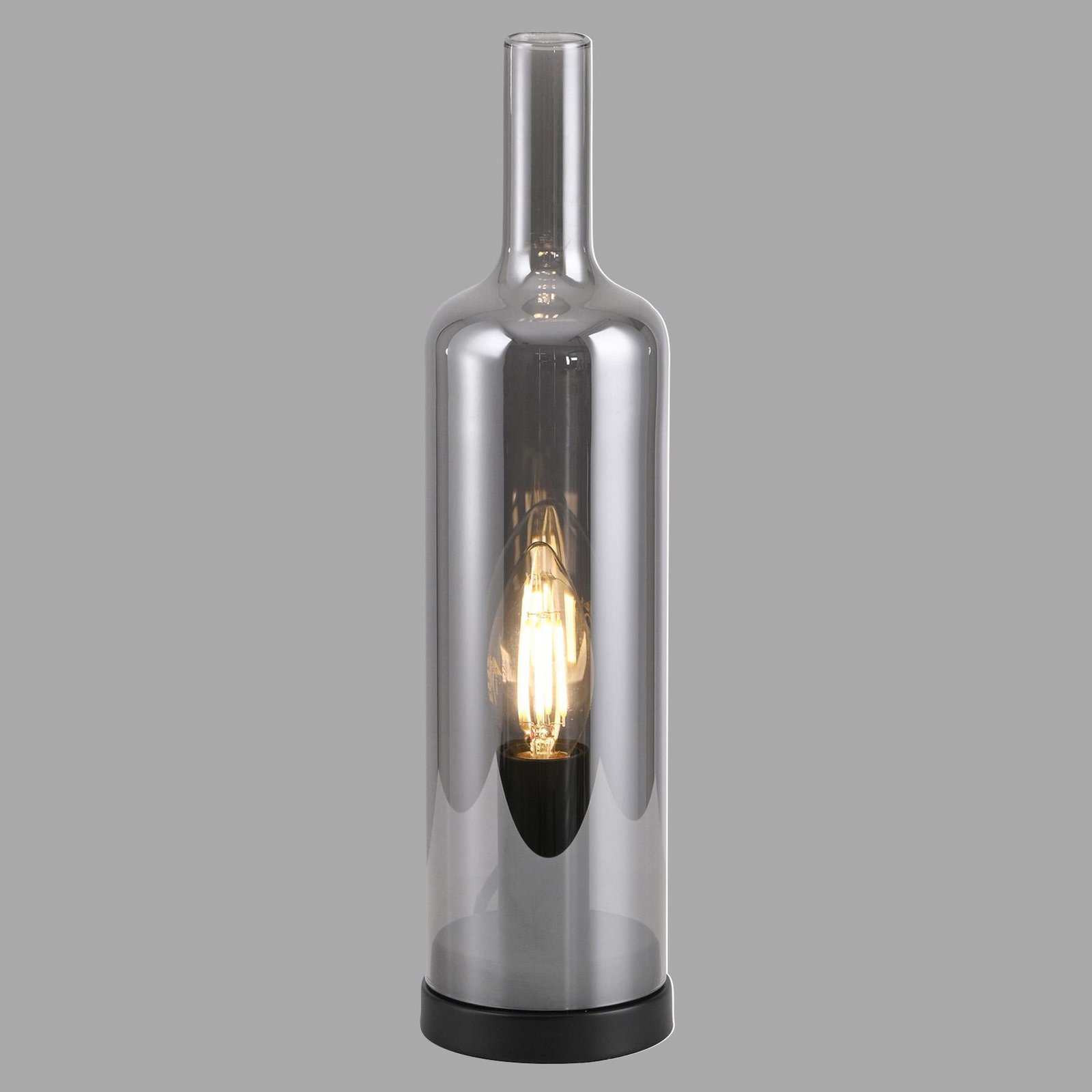 JUST LIGHT. tafellamp Bottle, rookgrijs, glas, E14