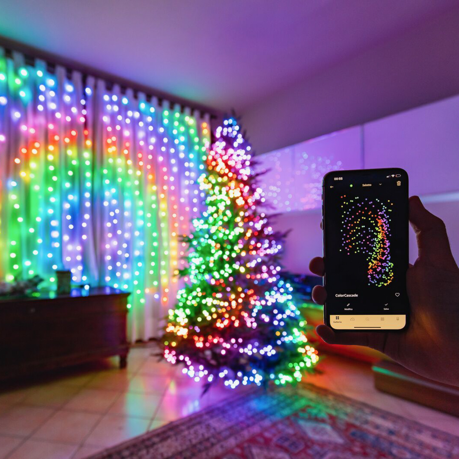 Twinkly fairy lights RGB, black, 600-bulb 48m