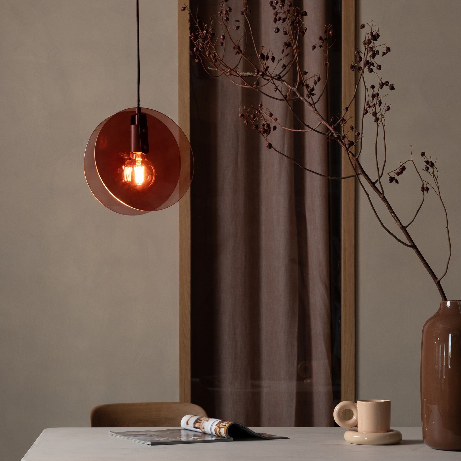 IT'S ABOUT ROMI Toledo hanging light, brown, Ø 25 cm
