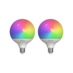 Prios LED-E27-Lampe G125 9W RGBW WLAN matt 2er-Set