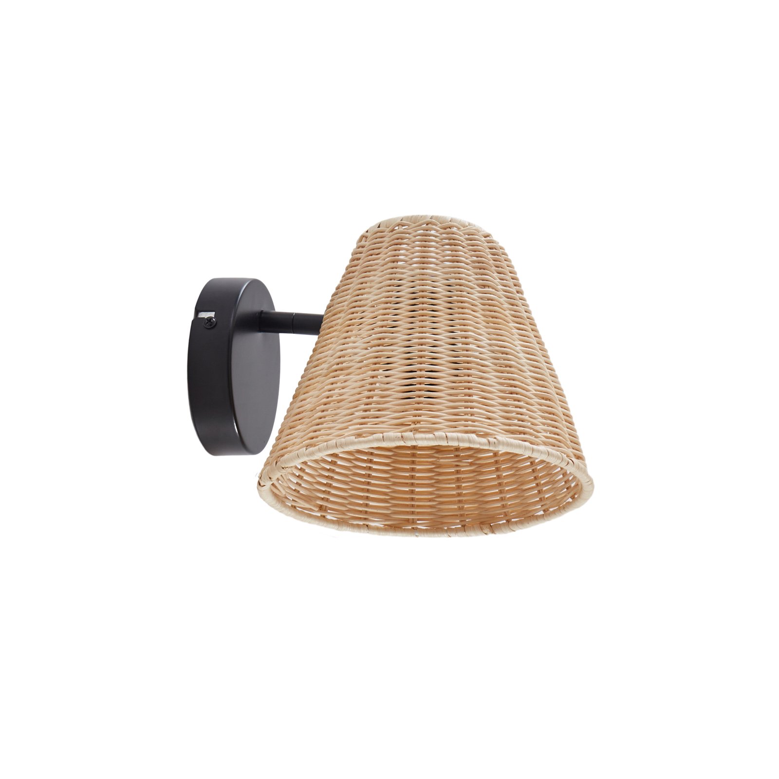 Lindby wandlamp Zyralia, houtkleurig, rotan, 19,5 cm hoog