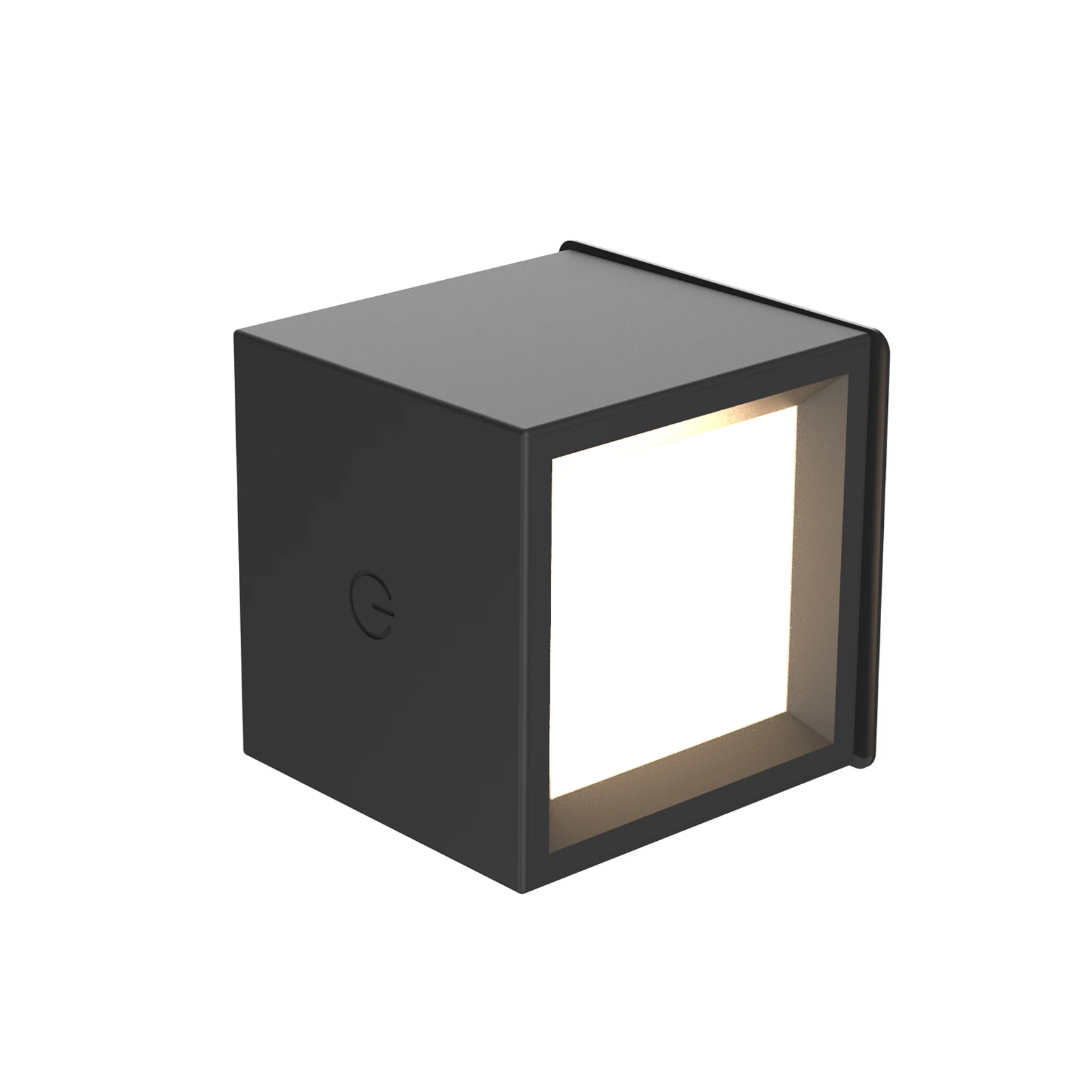 Newgarden LED įkraunamas sieninis šviestuvas Box 8, juodas, 7,5x7,5 cm