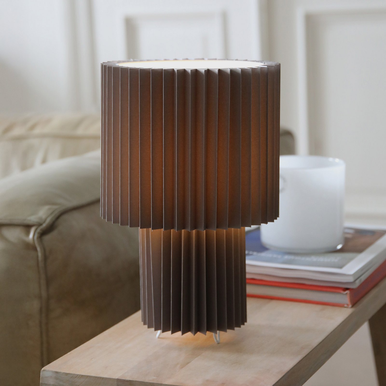 Markslöjd Lampa stołowa Catis, szara, wysokość 32 cm, tekstylna, E27