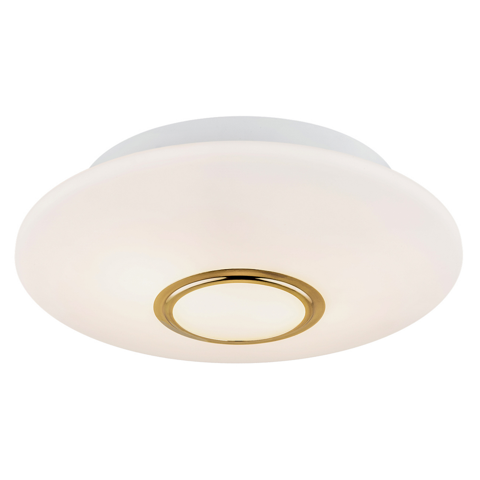 Lampa sufitowa Cyril ze szkła, biała-mosiądz