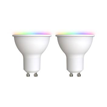 Prios LED-GU10 plastik 4,7W RGBW WLAN opal 2 stk