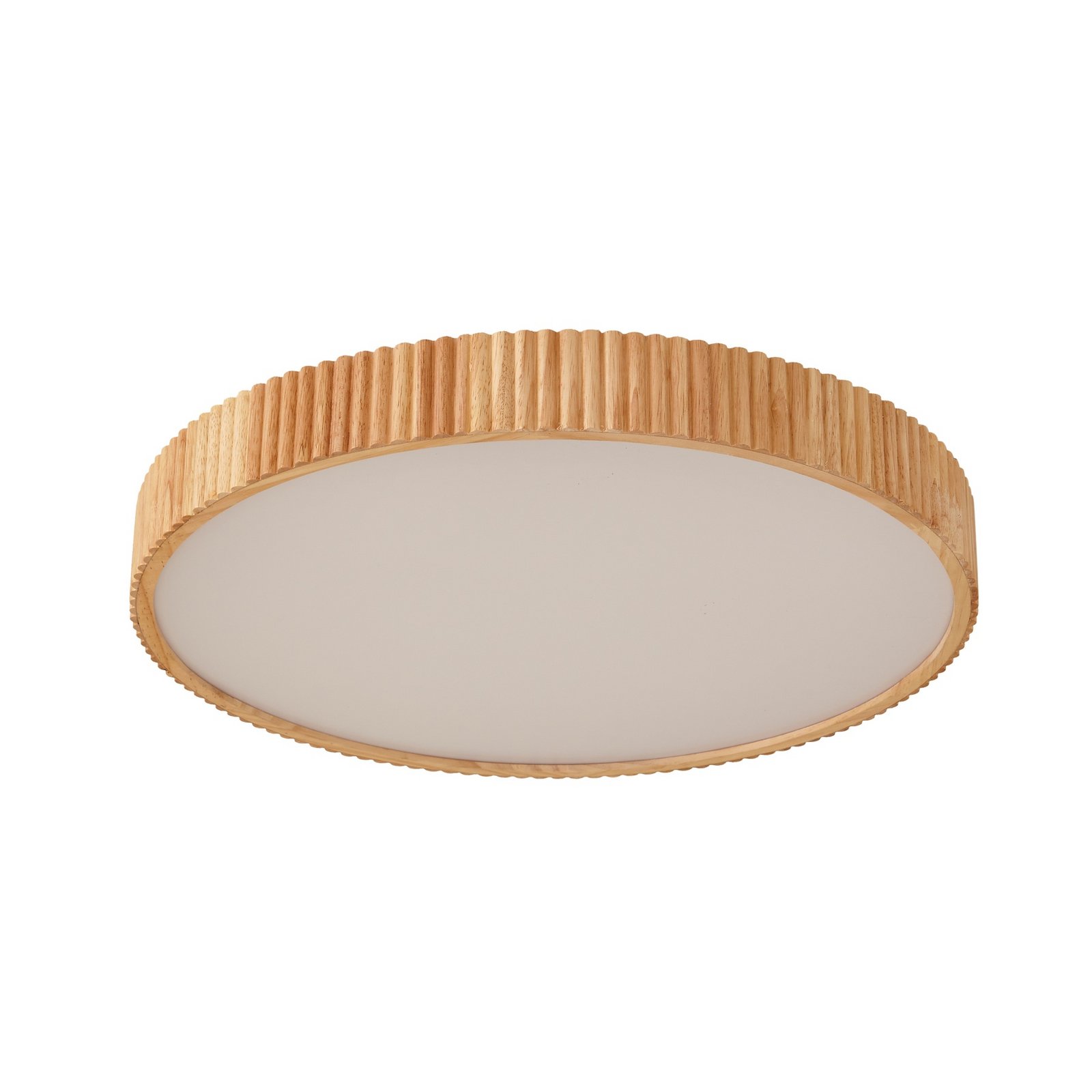 Velua LED stropní svítidlo, bílé/dřevěné, Ø 50 cm, CCT - Lindby