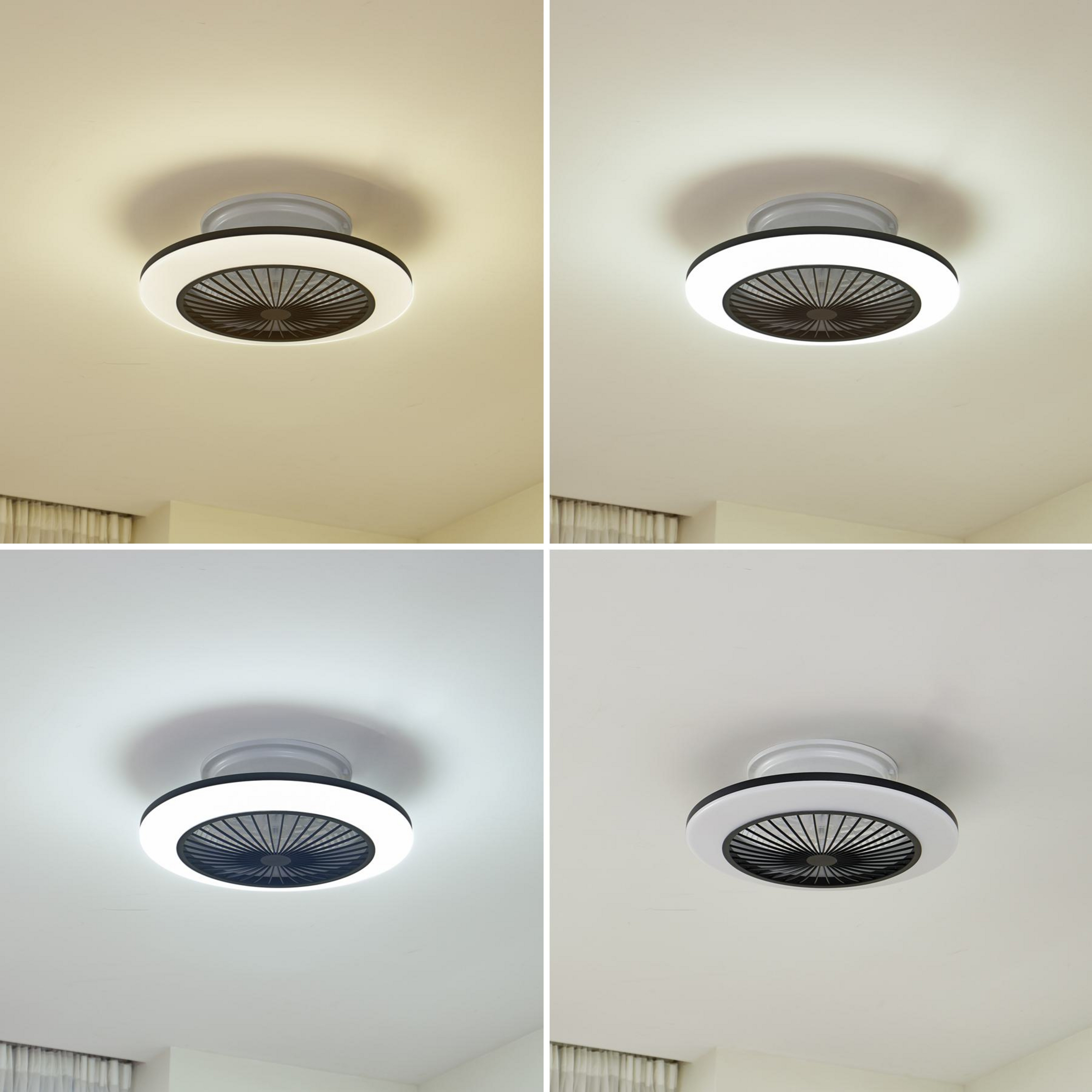 Lindby Ventilatore da soffitto LED Mamuti, nero, silenzioso, Ø 55 cm