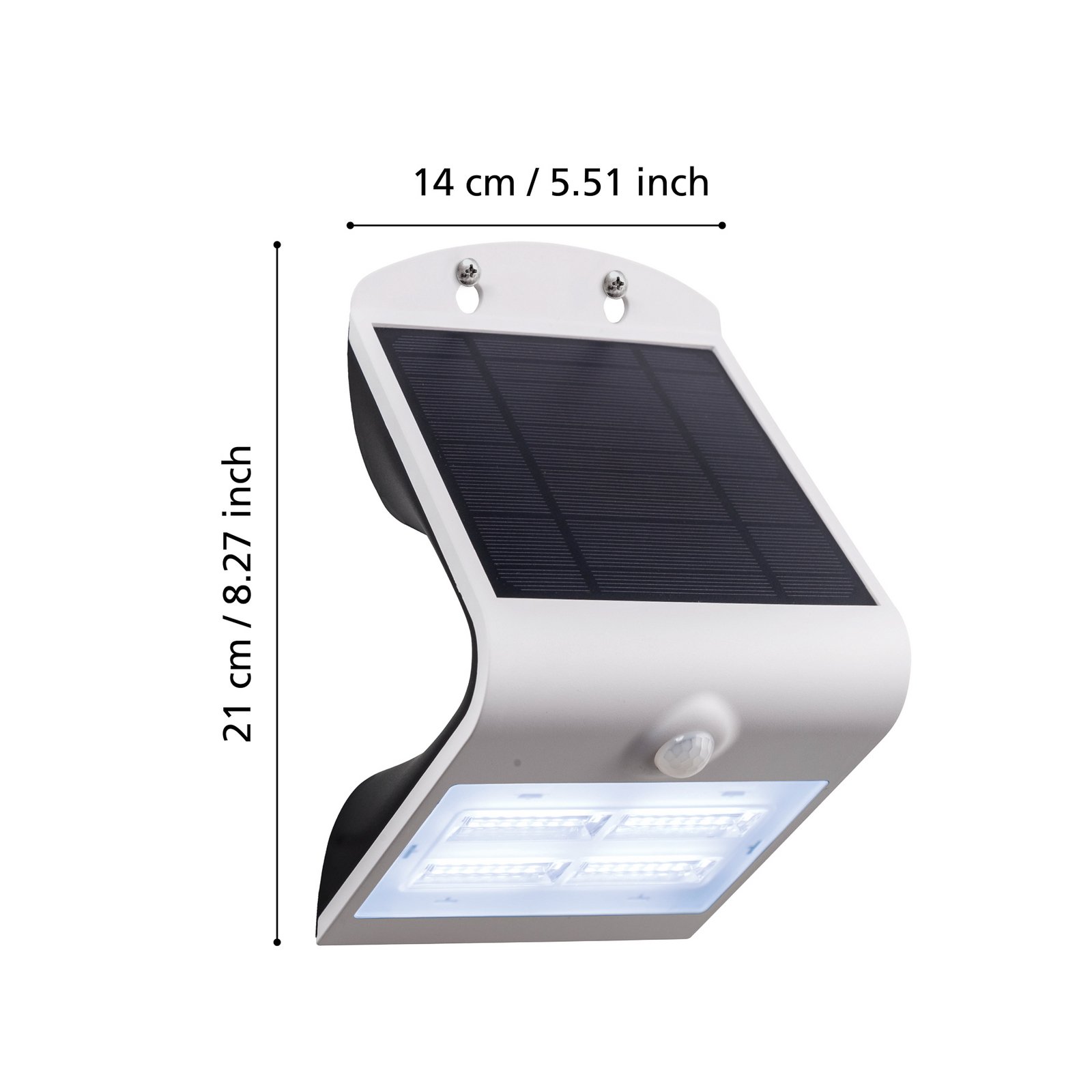 Lamozzo päikesepaneeliga LED-seinavalgusti, valge, kõrgus 21 cm, andur