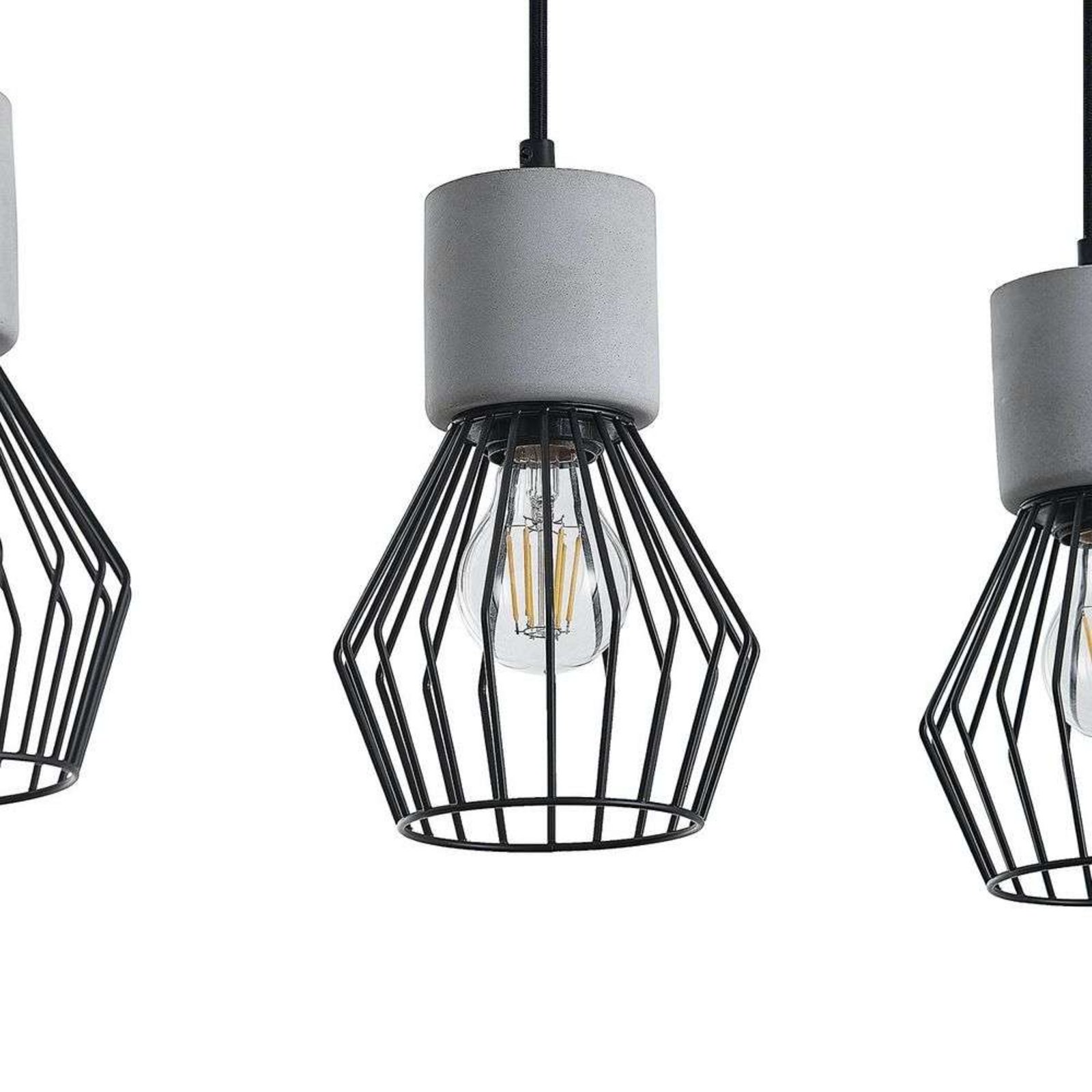 Tamalin 4 Pendant Black/Concrete - Lindby