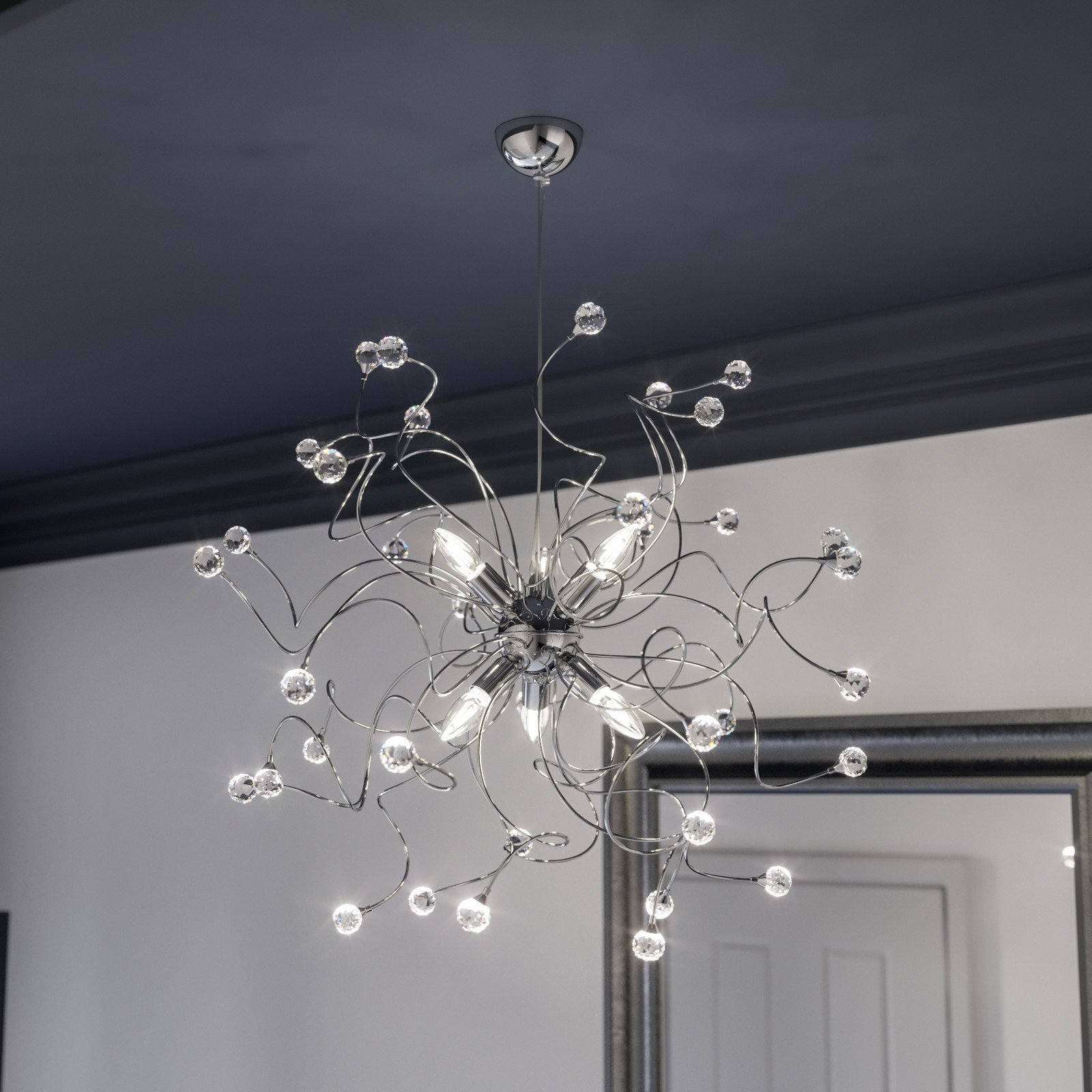 ONLI Lampă suspendată Trilly din crom cu cristale - Camera de zi / sufragerie - Modern - crom transparent - Metal