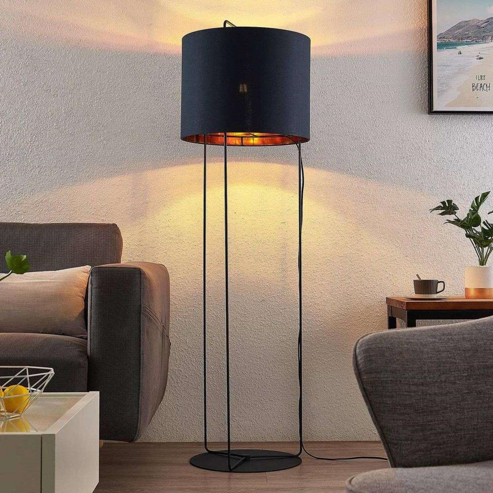 Kesta Lampadar Black/Gold - Lindby