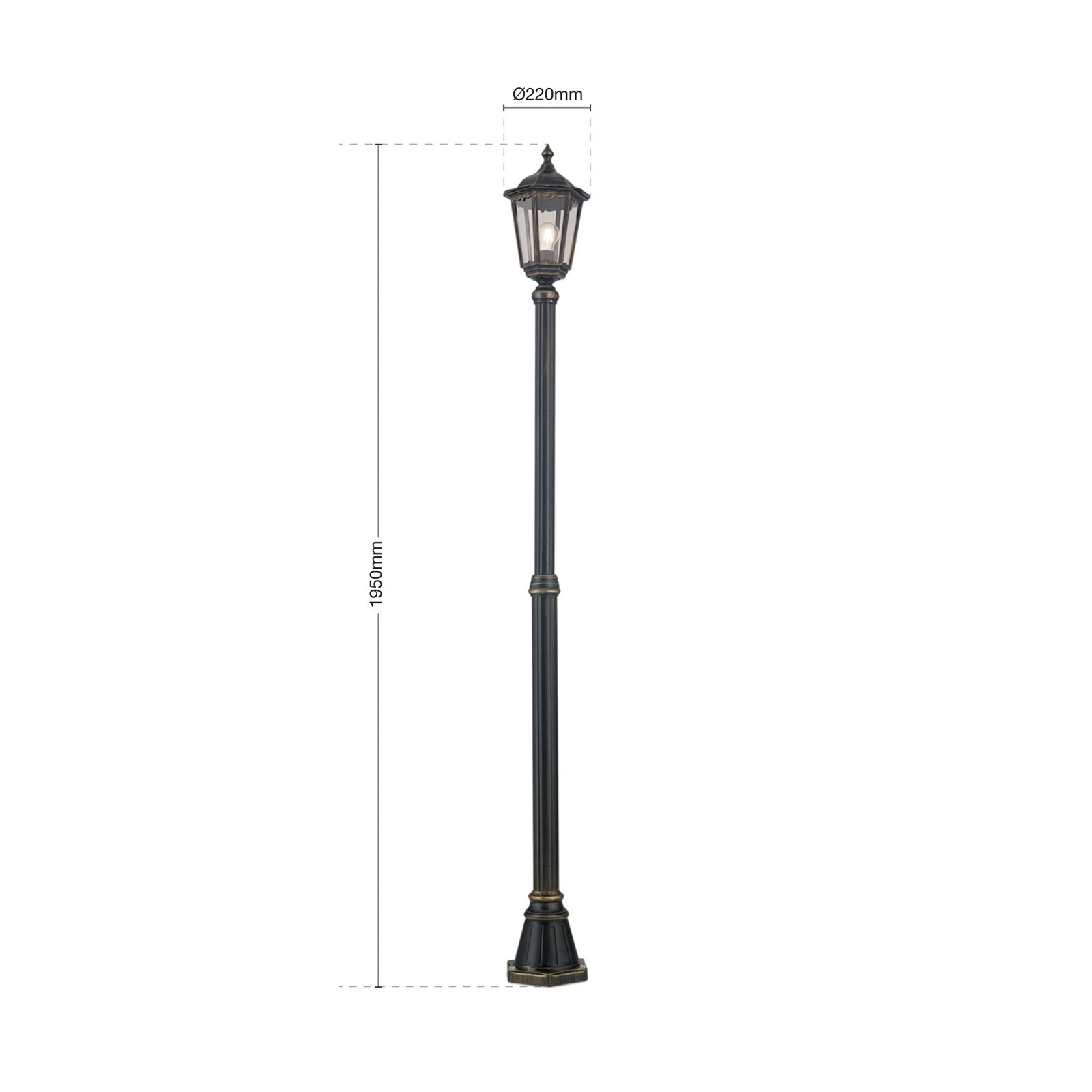 Puchberg lamp post, 1-bulb, 211 cm, white-gold