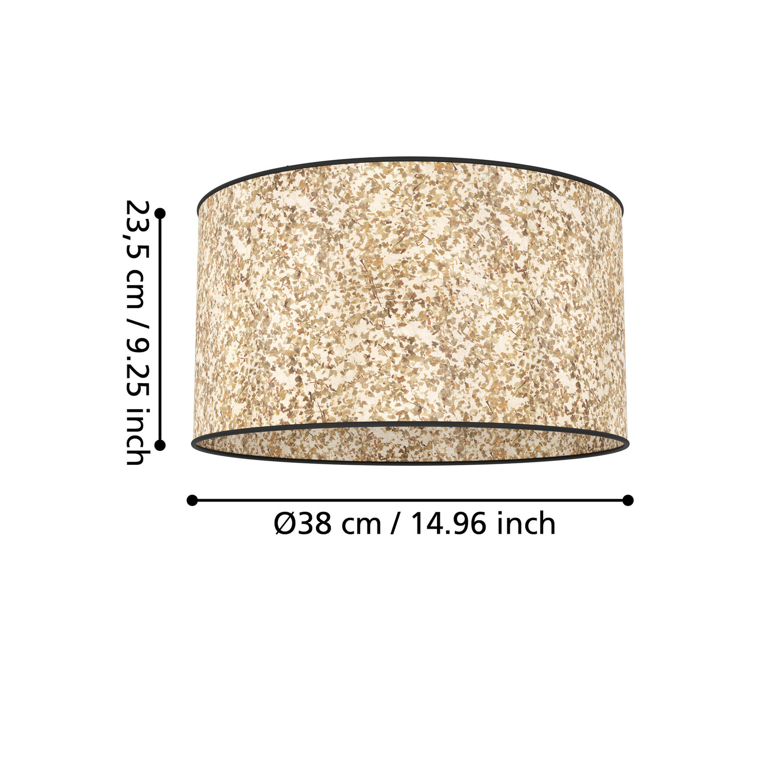 Stropna svetilka Butterburn, Ø 38 cm, bež/zelena, tkanina