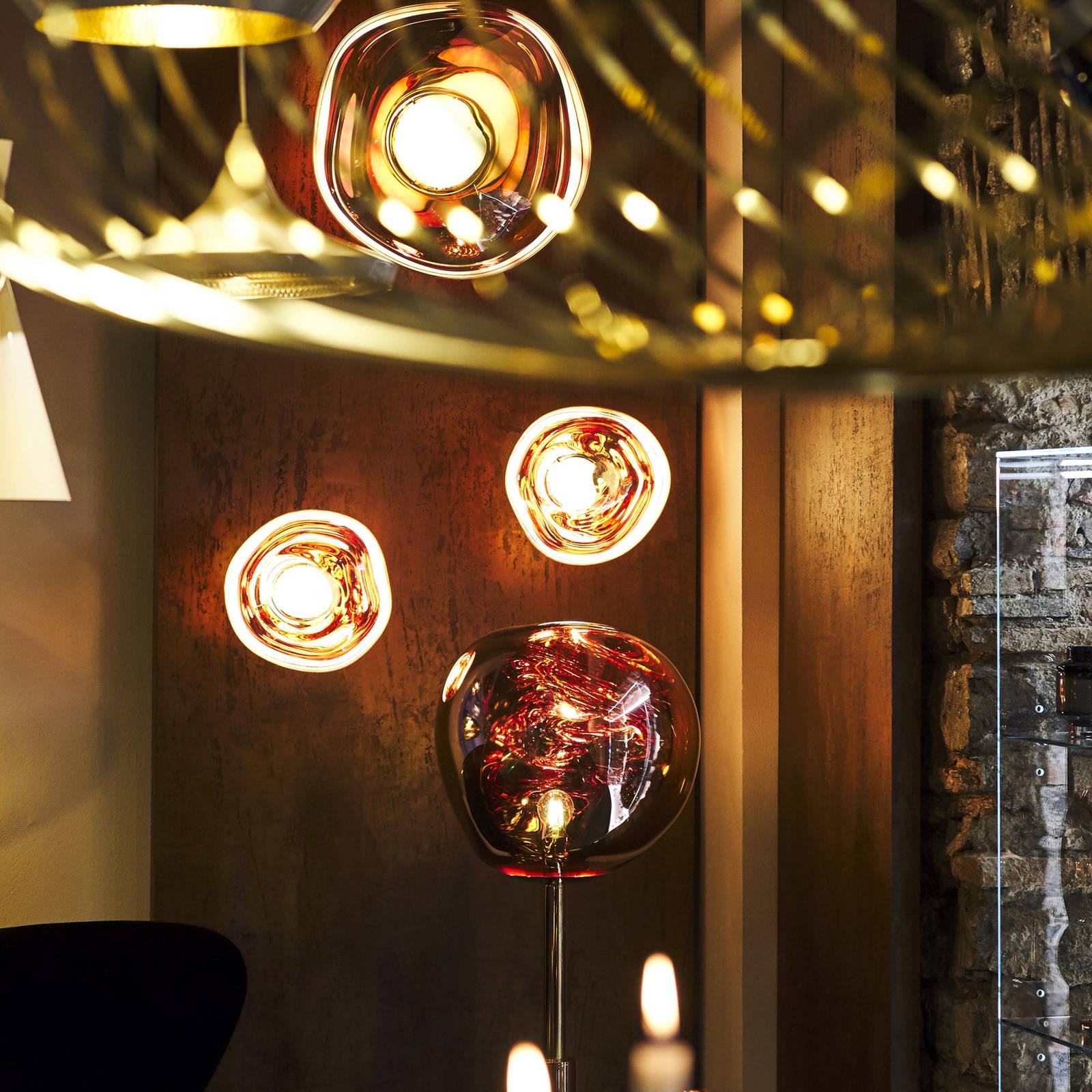 Lampa podłogowa Tom Dixon Melt, kolor miedziany, wysokość 165 cm, stal