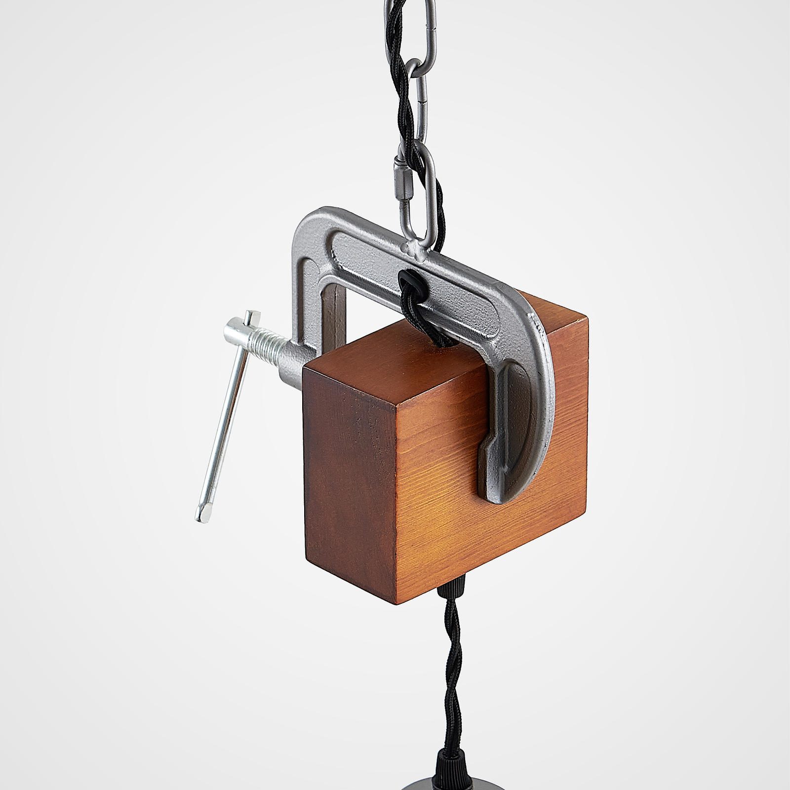 Lindby Asya suspension, à 1 lampe, bois, chromée
