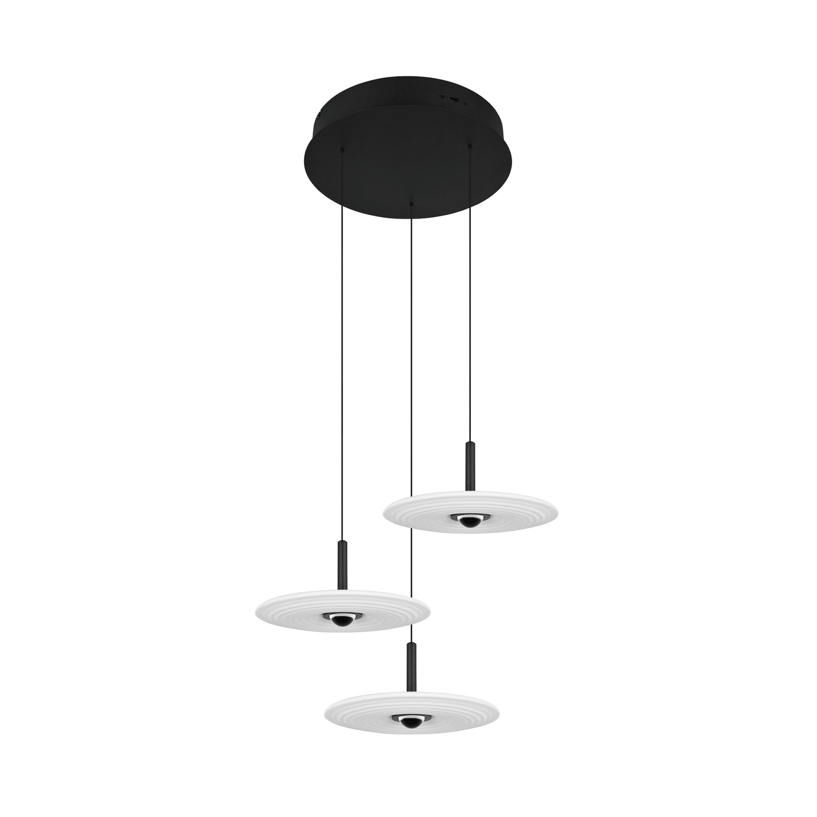 Lámpara colgante LED Sirena, blanca, Ø 41 cm, cristal, 3 luces.