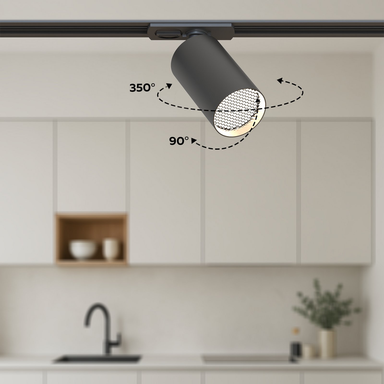 Calex Schienenset, 6 GU10-Spots, schwarz, Länge 3 m, Metall