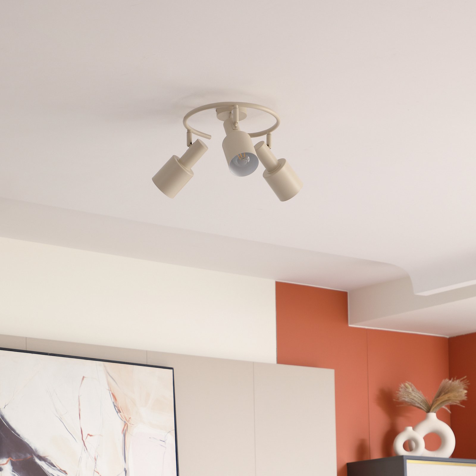 Ovelia 3 Round Ceiling Lamp Beige - Lindby