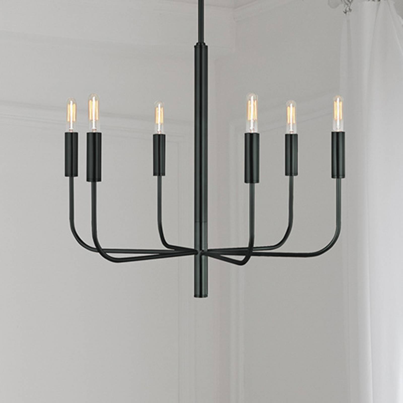 Żyrandol Brianna, czarny, Ø 61 cm, 6-punktowy, metalowy