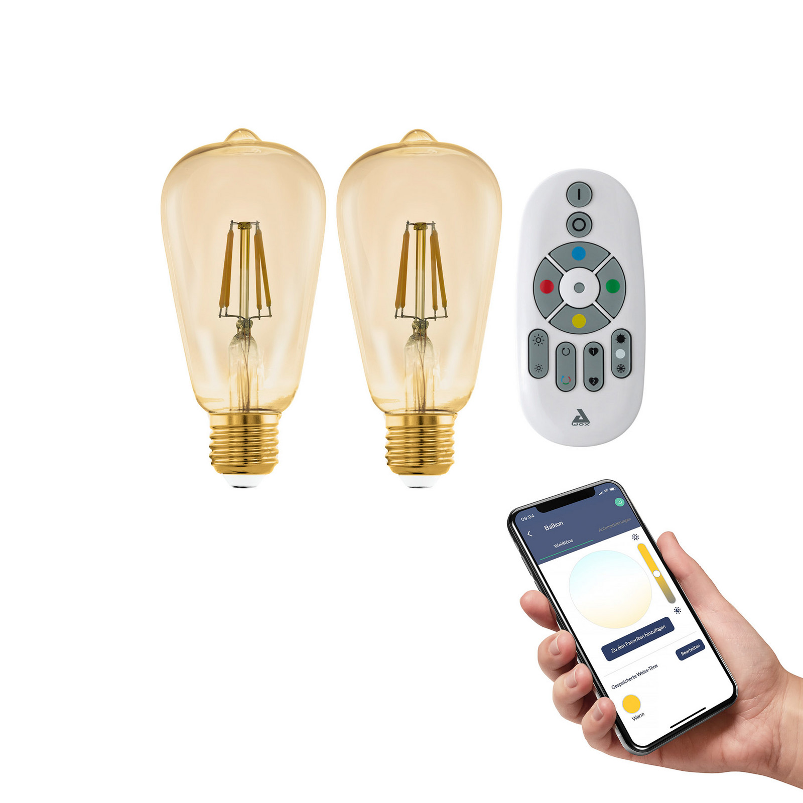EGLO connect-z E27 ST64 lampă 5.5W 500lm 2200K 2 buc - chihlimbar