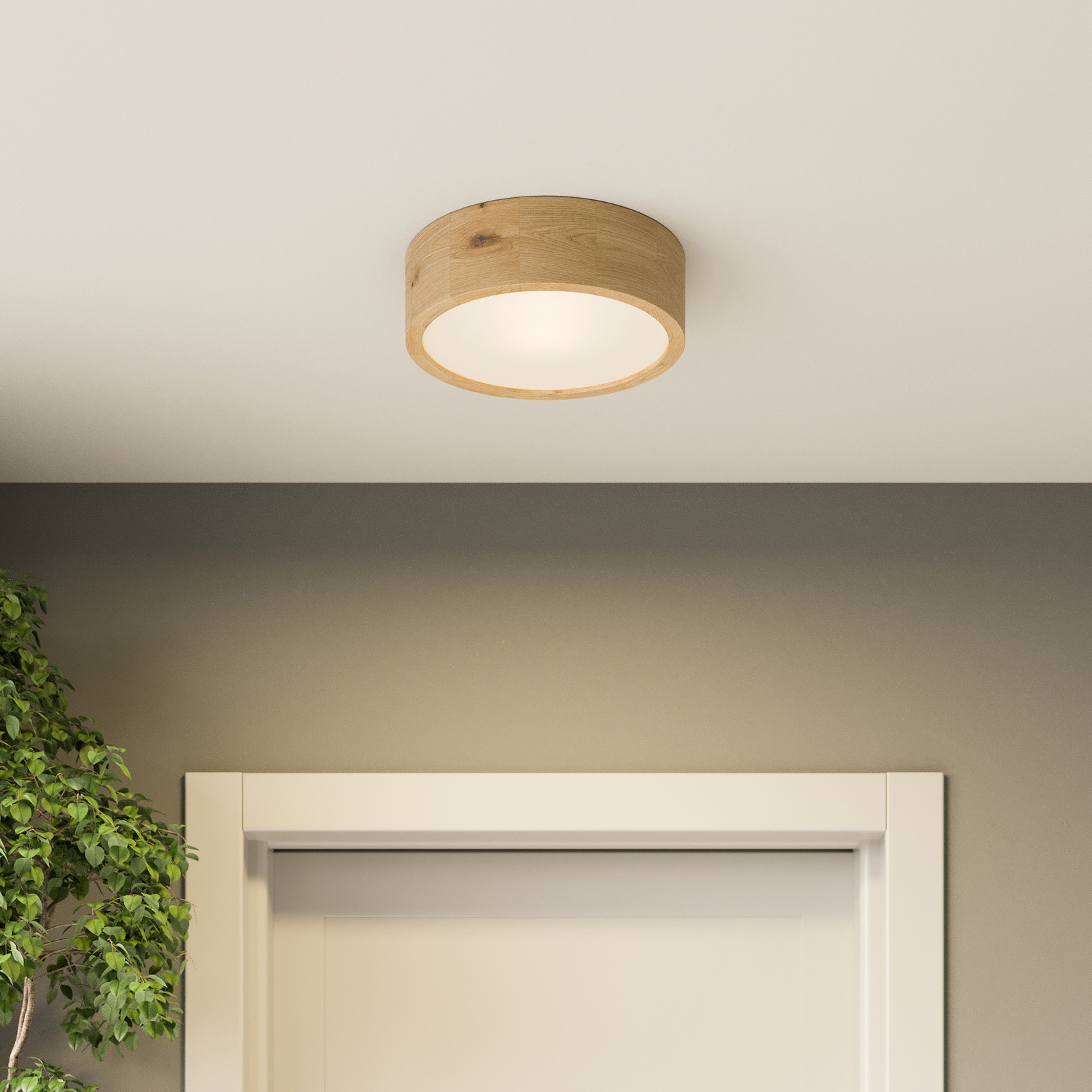 Envostar Kerio ceiling lamp, Ø 27 cm, natural oak