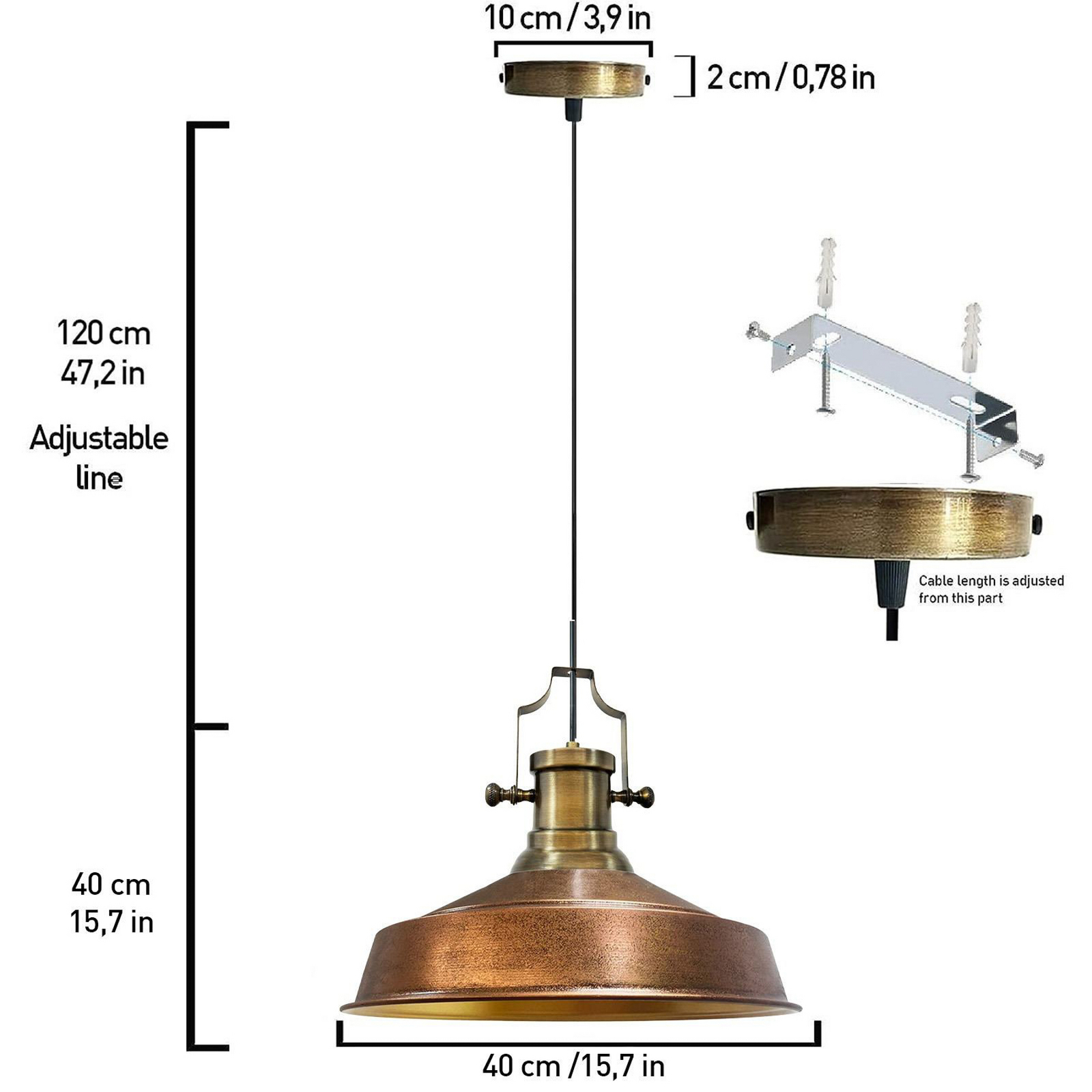 Suspension Augusta, cuivre/or, Ø 40 cm, métal Suspension Augusta, cuivre/or, Ø 40 cm, métal