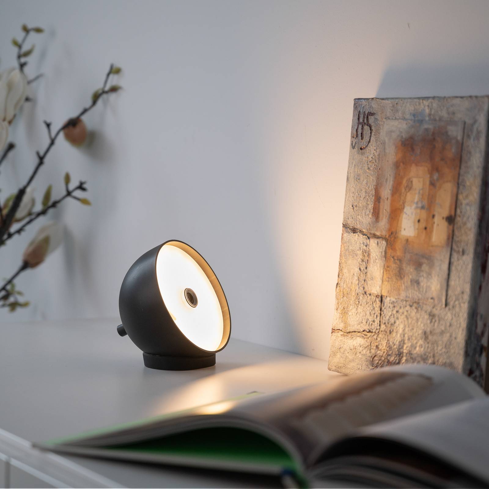 Schöner Wohnen lampa stołowa LED z akumulatorem Bellies, czarna, IP54