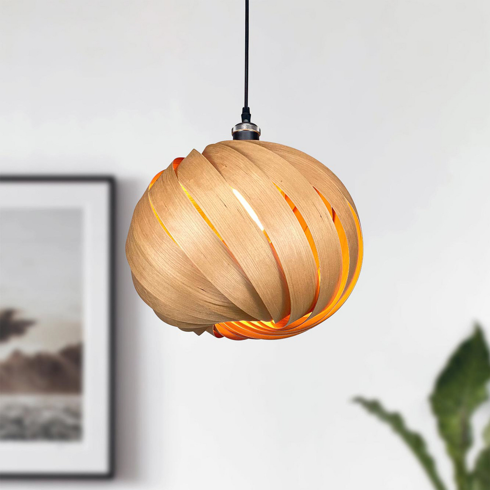 Gofurnit Mela lampă pendul cireș Ø 35 cm - Camera de zi / sufragerie - design - lemn deschis la culoare