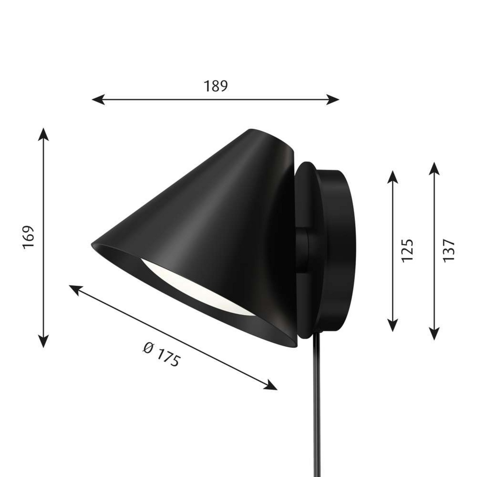 Keglen 175 LED Fali Lámpa Dim-to-Warm Black - Louis Poulsen