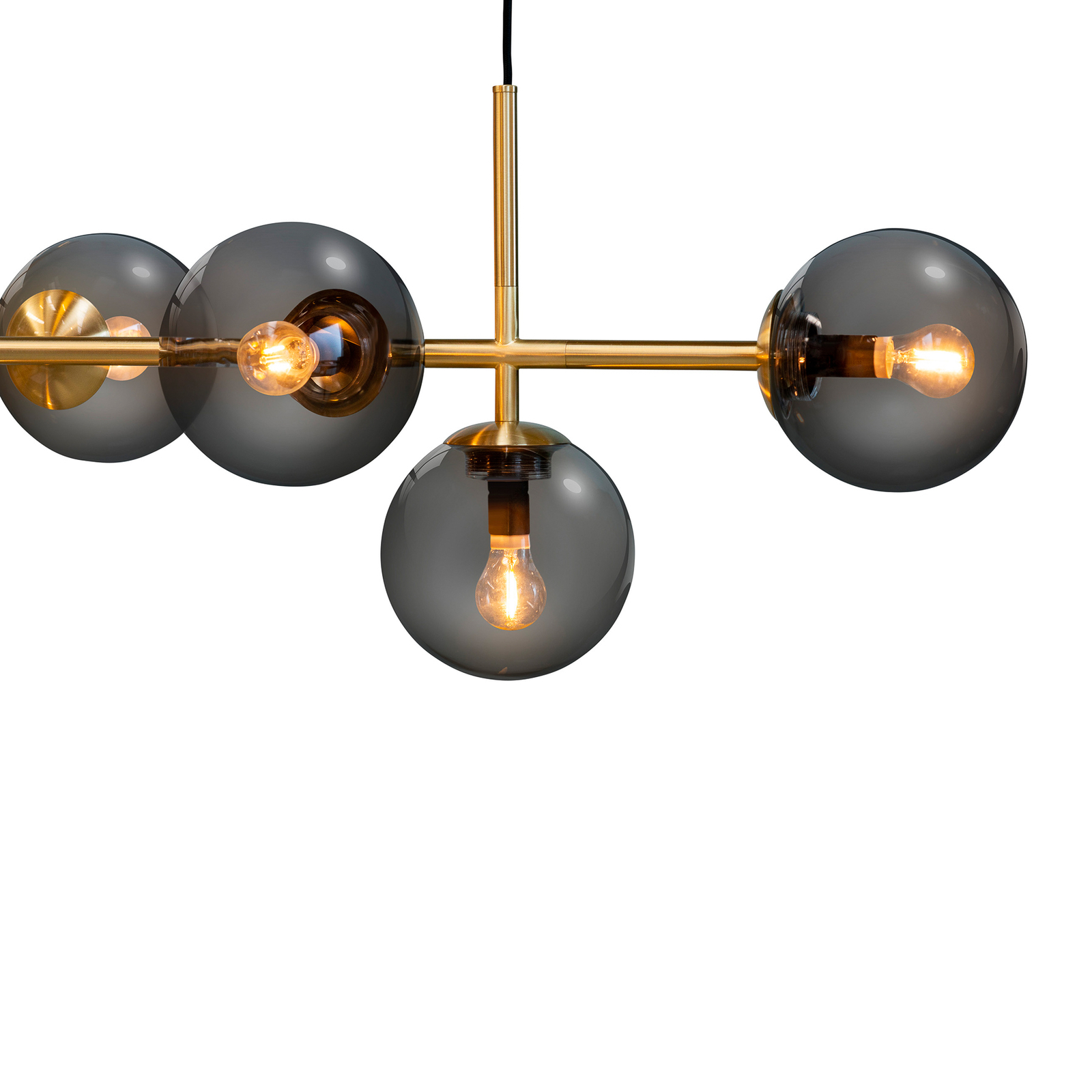 Dyberg Larsen Como pendant light, five-bulb, brass