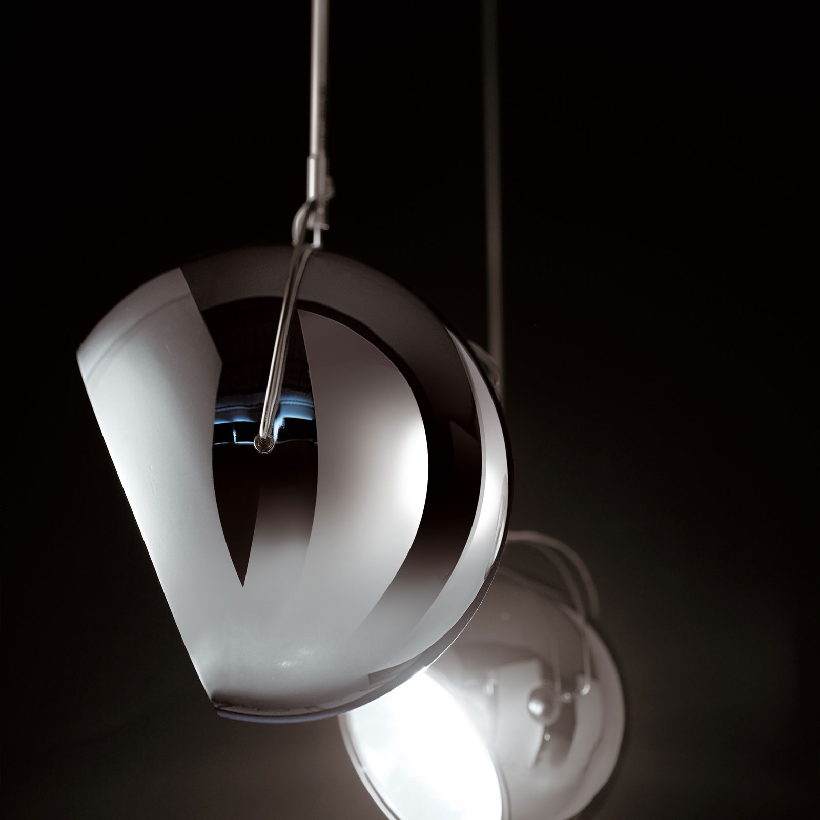 Fabbian Beluga Steel chrome hanging light, Ø 14 cm