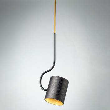 Bocal hanging light with a wooden lampshade