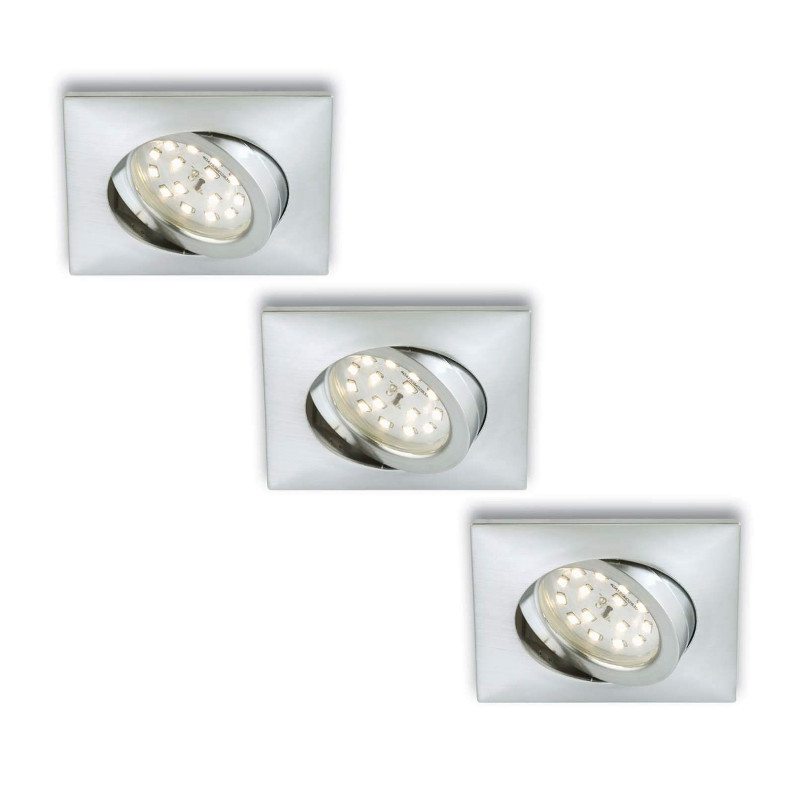 Brilonger Rect. LED recessed light Erik, aluminium, set of 3, for Living / Dining Room, plastic, 5 W, energy efficiency: A+, L: 8.2 cm, W: 8.2 cm