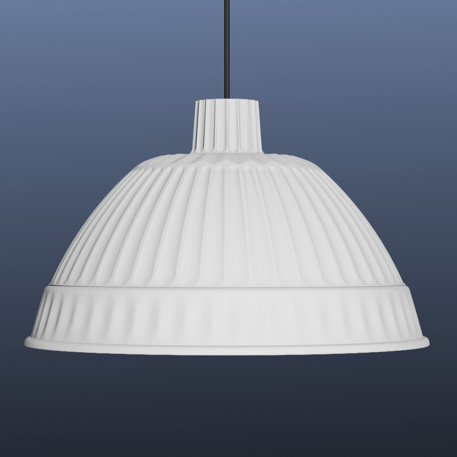 Fontana Arte White designer pendant light Cloche, for Living / Dining Room, polymer, E27, 40 W, energy efficiency: A++, H: 27.2 cm