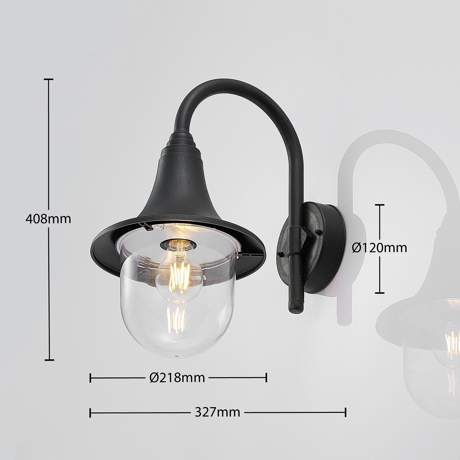 Nalevi Candeeiro de Parede Exterior Black - Lindby