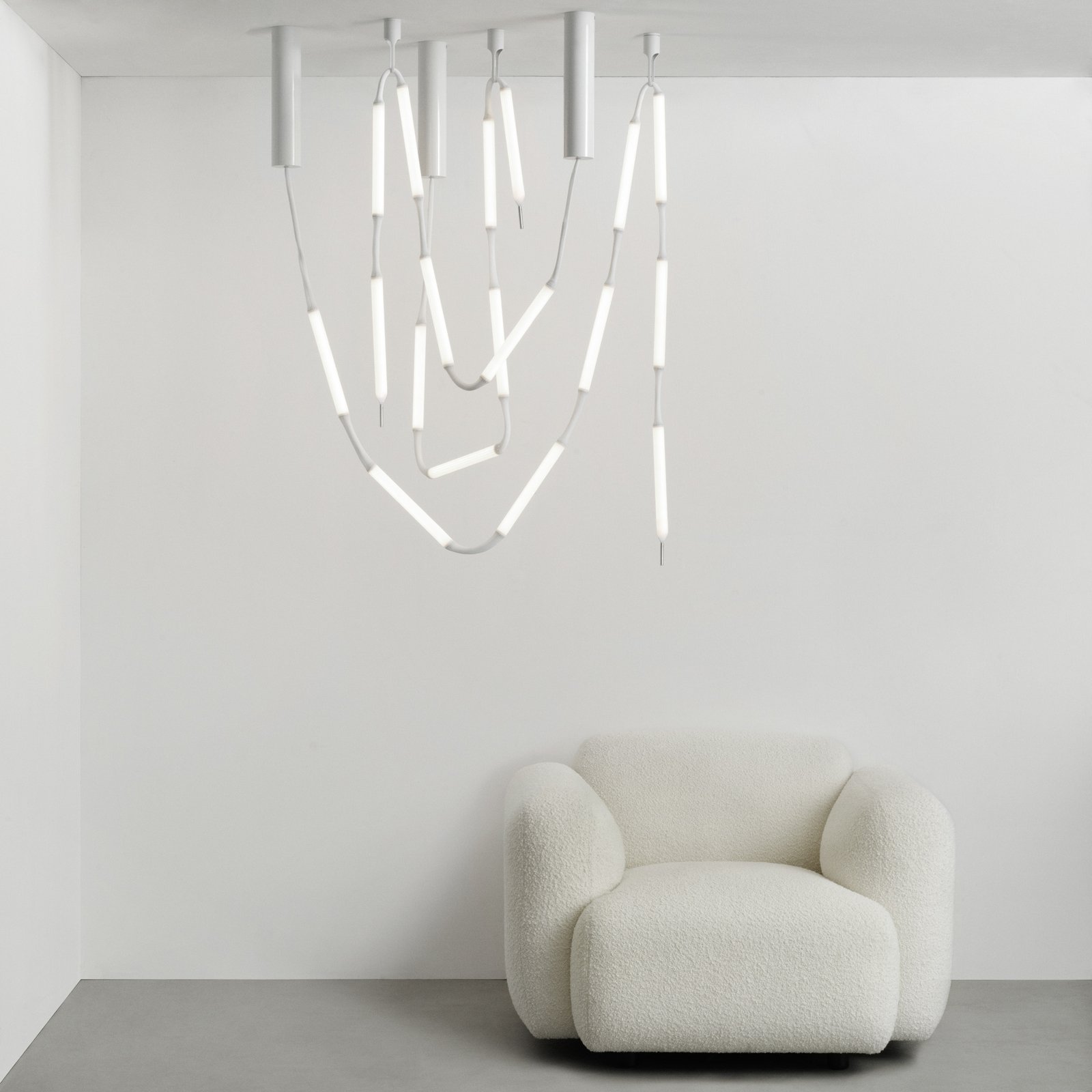 LED-Hängeleuchte Reb, 5-flammig, weiß, Länge 283 cm, EU - Normann Copenhagen