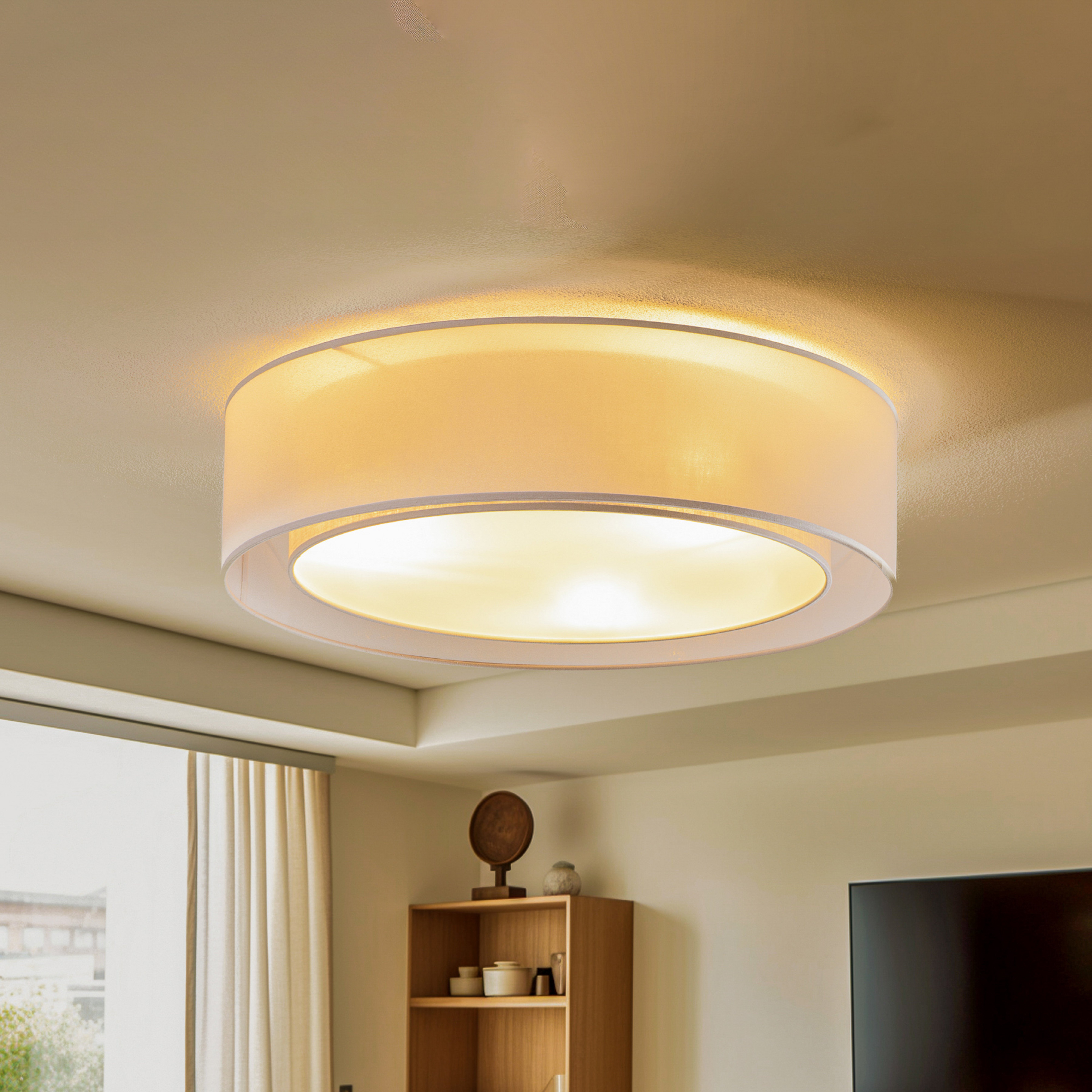 Euluna Tibu loftlampe, tekstil, Ø50cm, grå