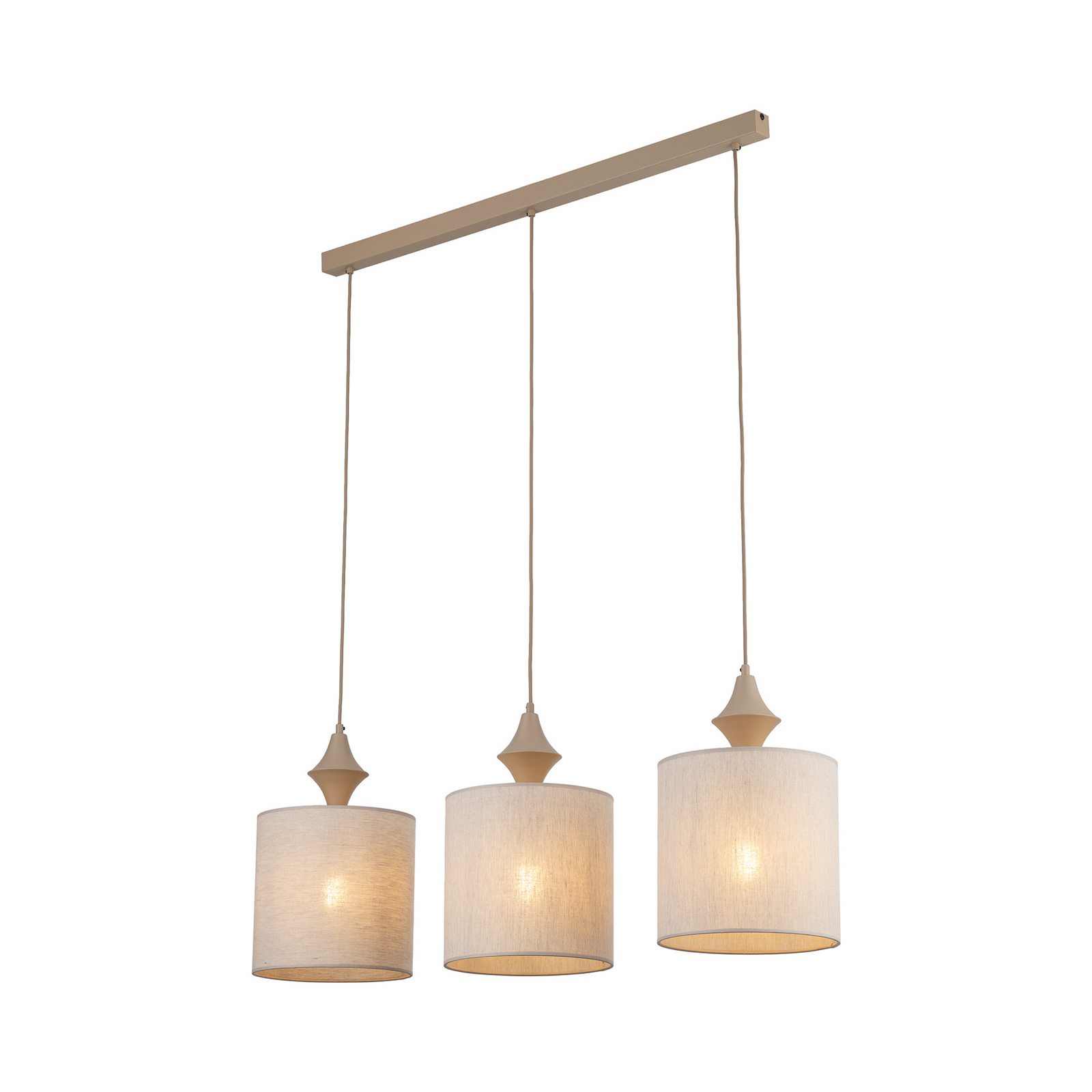 Hänglampa Amura, 3 lampor, 105 cm lång, beige/sand, E27
