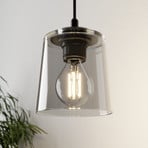 Pendant light Lucea 1-bulb with glass shade smoke