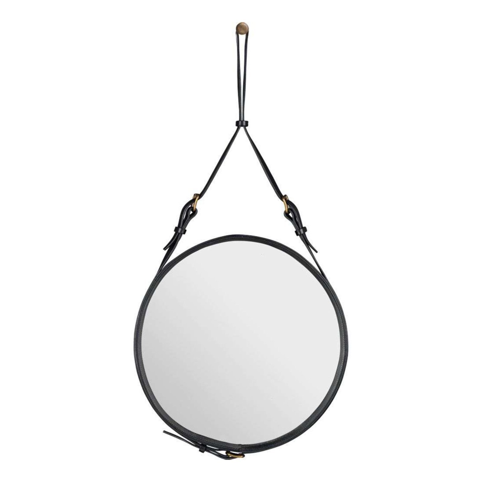 Adnet Wall Mirror Circular Ø45 Black Leather - GUBI