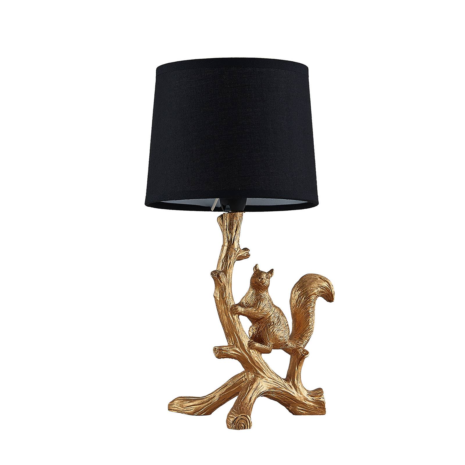 Lindby Squira szövet asztali lámpa, fekete-arany