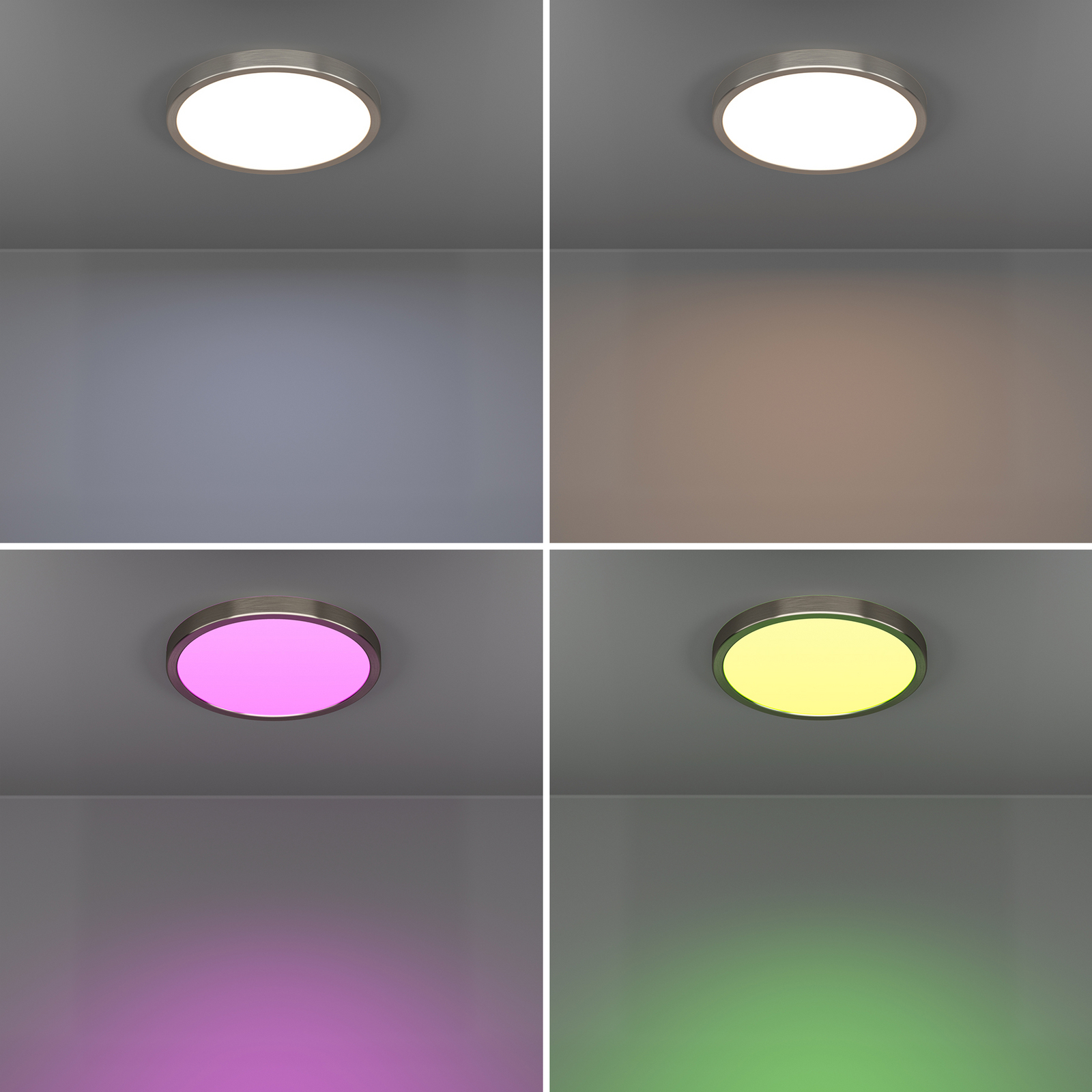 EGLO connect Luminaire en saillie LED intelligent Fueva 6-Z, gris, Ø 27 cm