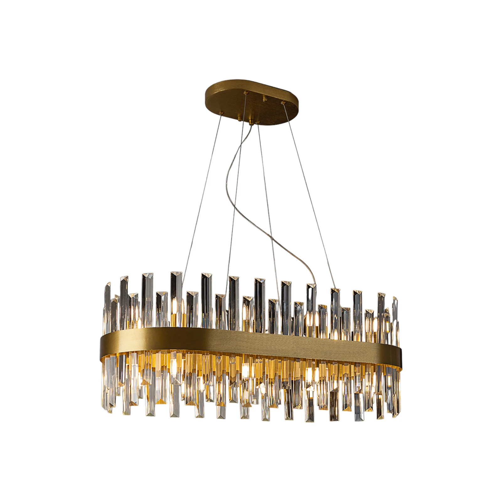 Hängeleuchte Grace, Eisen, Glas, oval, 20-flammig