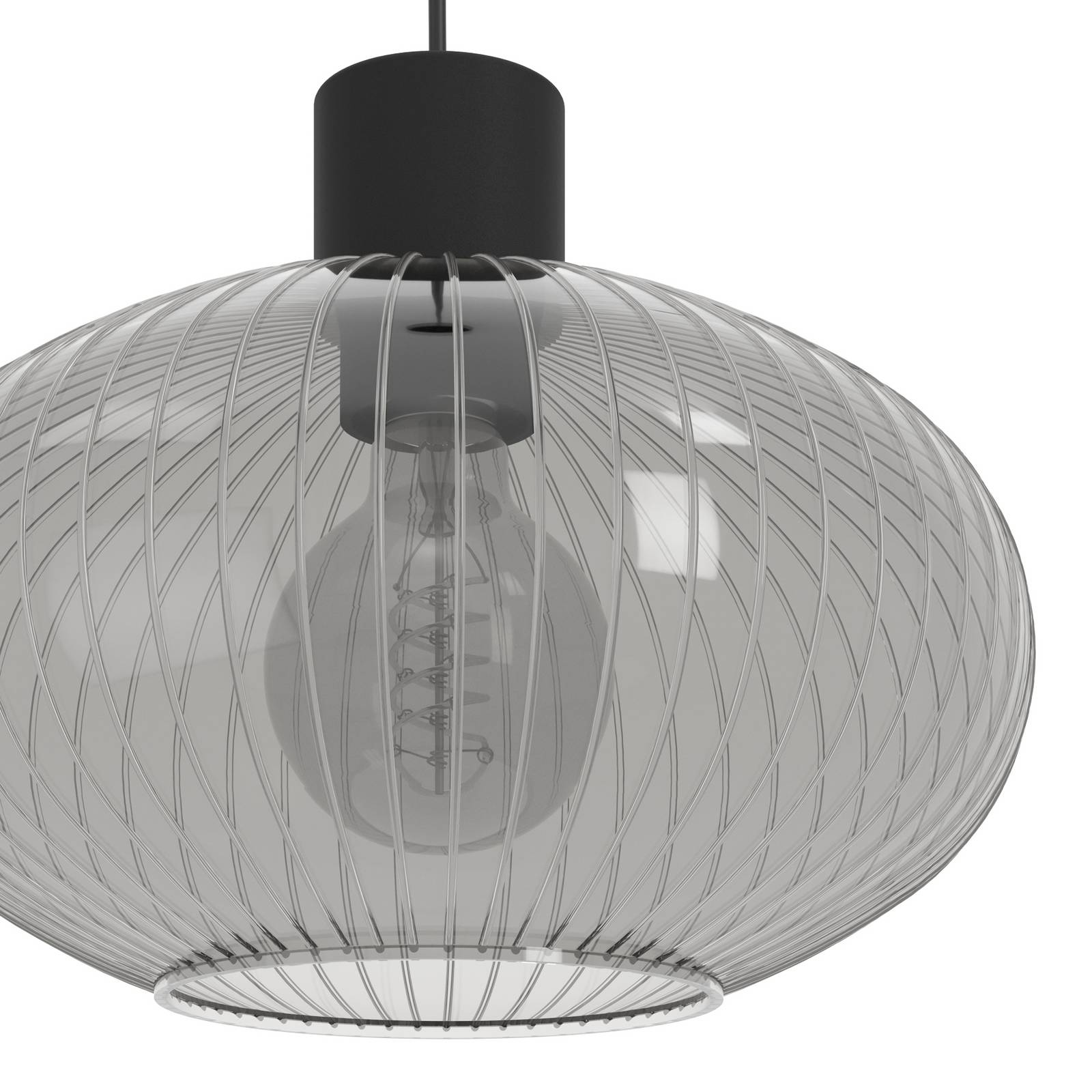 Żyrandol Dasmina, Ø 25 cm, szaro-dymny/czarny, szkło, E27
