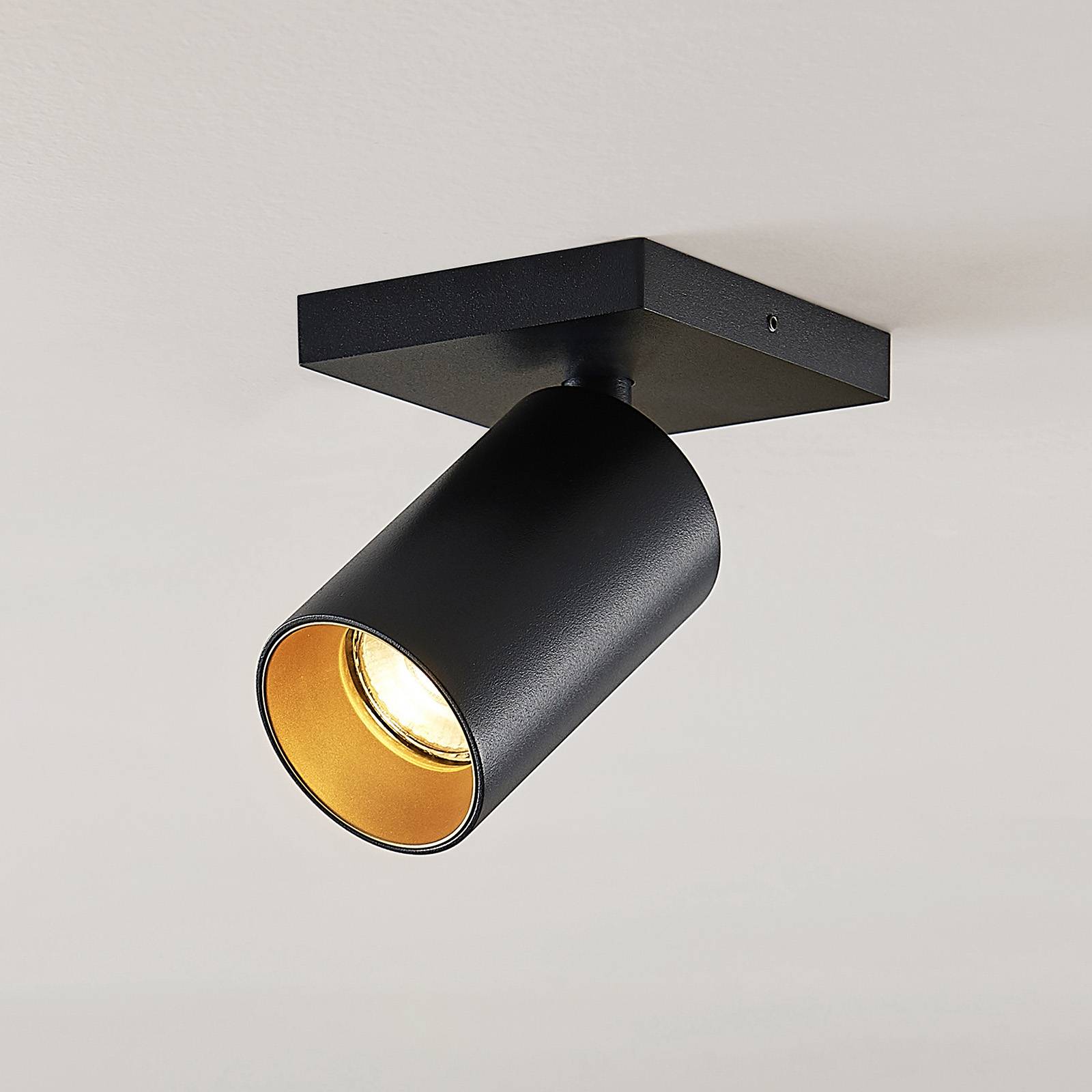 Arcchio Brinja spotlight angular black/gold 1-bulb - Hallway - Wall Light - Modern