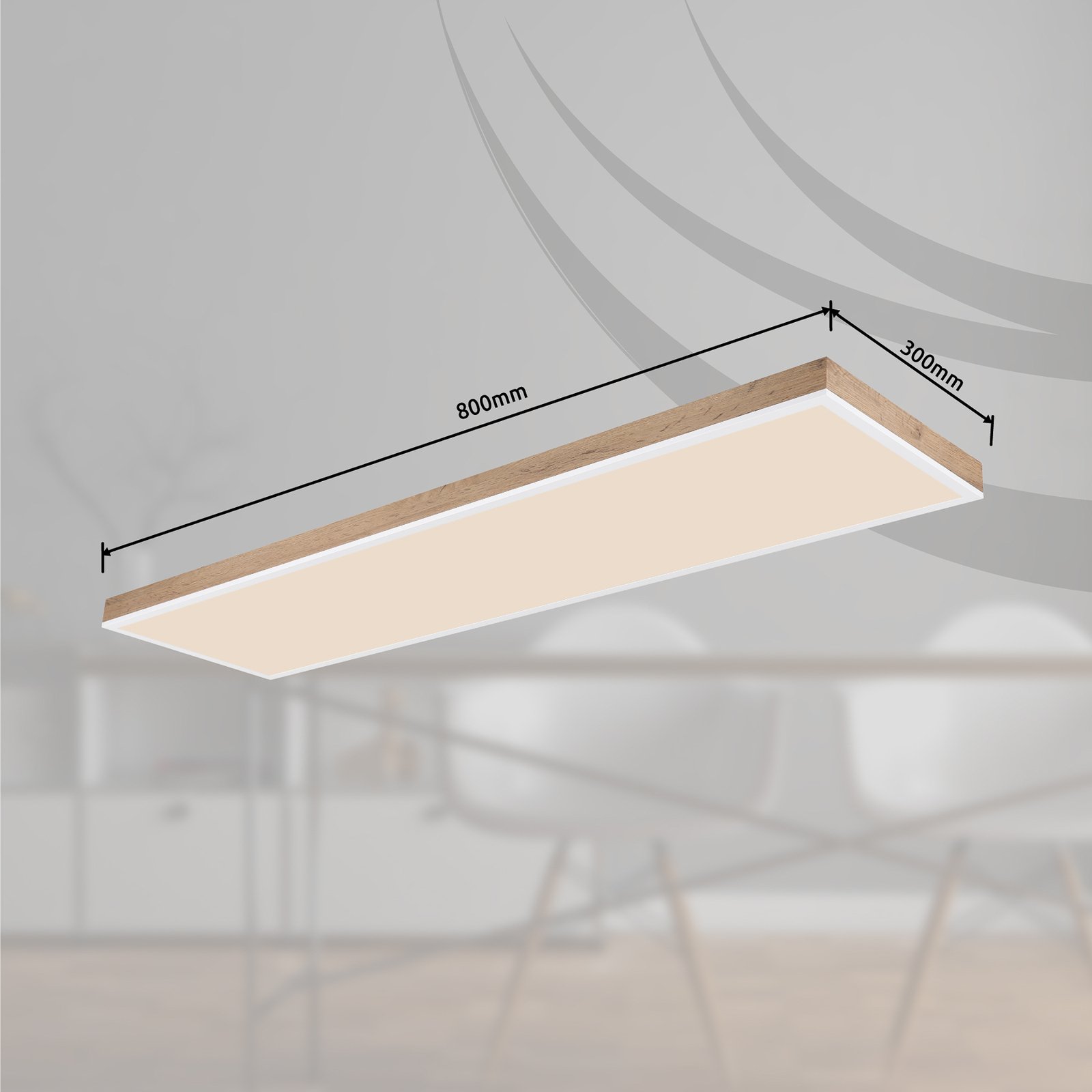 Plafonnier LED Doro, longueur 120 cm, bois foncé, bois, CCT