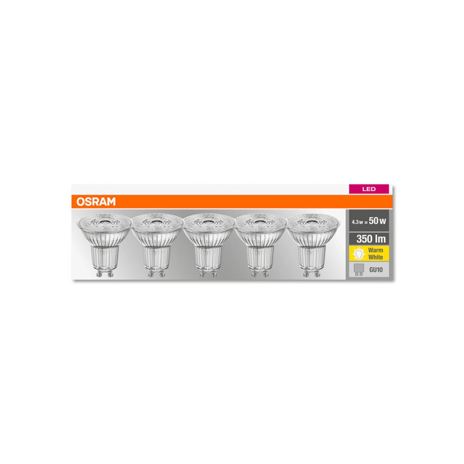 OSRAM reflektor LED GU10 4,3W 36° 350lm 5 szt.